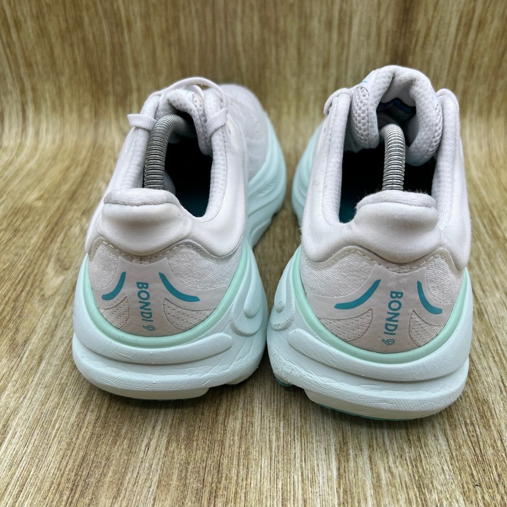 Hoka One One Bondi 9 Women's Size 7.5 White Blue Running Shoes 1162012 FTCL - Picture 4 of 10